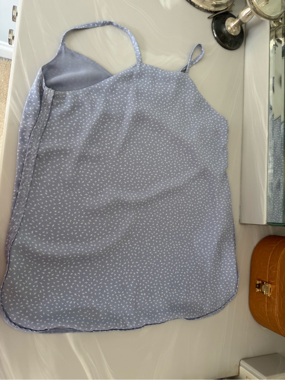 LOFT Pale Blue camisoles with White Micro Print - Picture 4 of 9